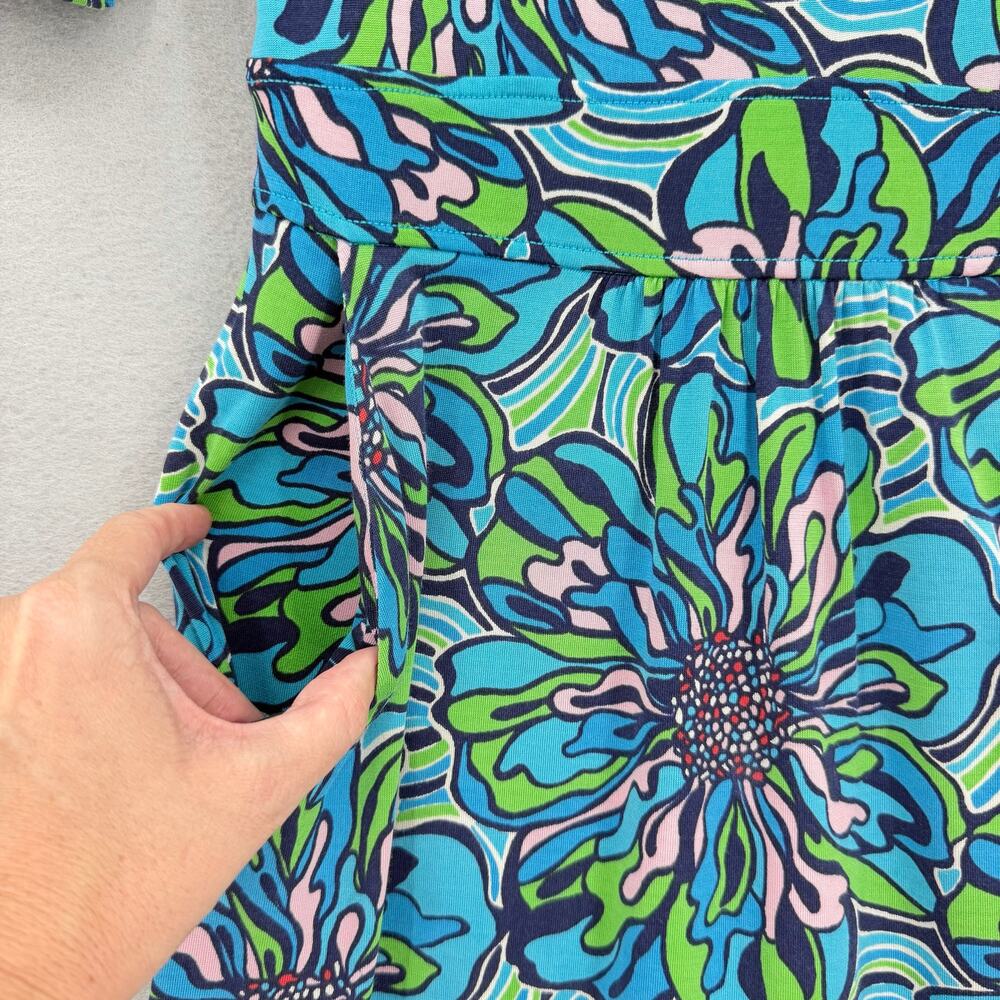 Lilly Pulitzer Blanca Teal Green Rehearsal Print Mermaidcore Floral Preppy Dress - Picture 9 of 13